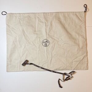 Hermes Dust Bag Jumbo 29x22 Beige Herringbone Canvas Storage Bag W/ Ribbon NWOT